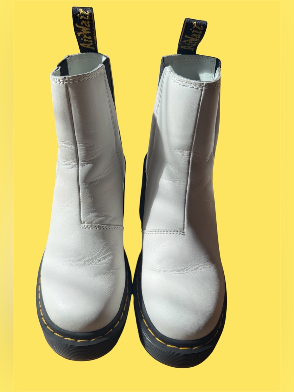 Dr. Martens White Leather “Spence”Chelsea Platform Ankle Boots size US 6